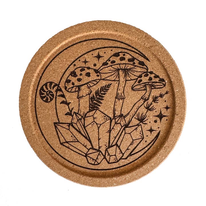 Mushroom Moon Cork Coaster for wholesale by Art by Sharell