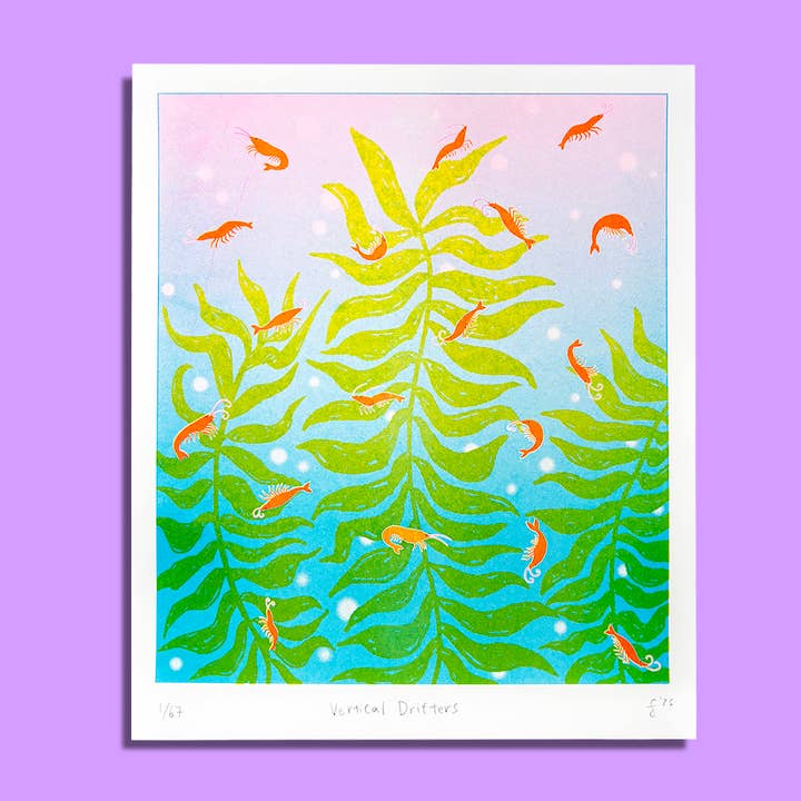 Vertical Drifters - Risograph Print for wholesale by Tamiko Sidore Studio