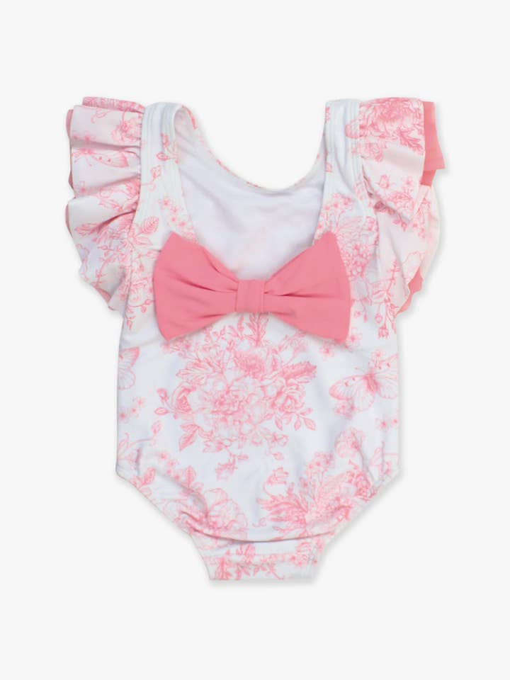 Girls Bubblegum Pink Butterfly Garden Toile Butterfly Sleeve One Piece Swimsuit
for wholesale on Faire2