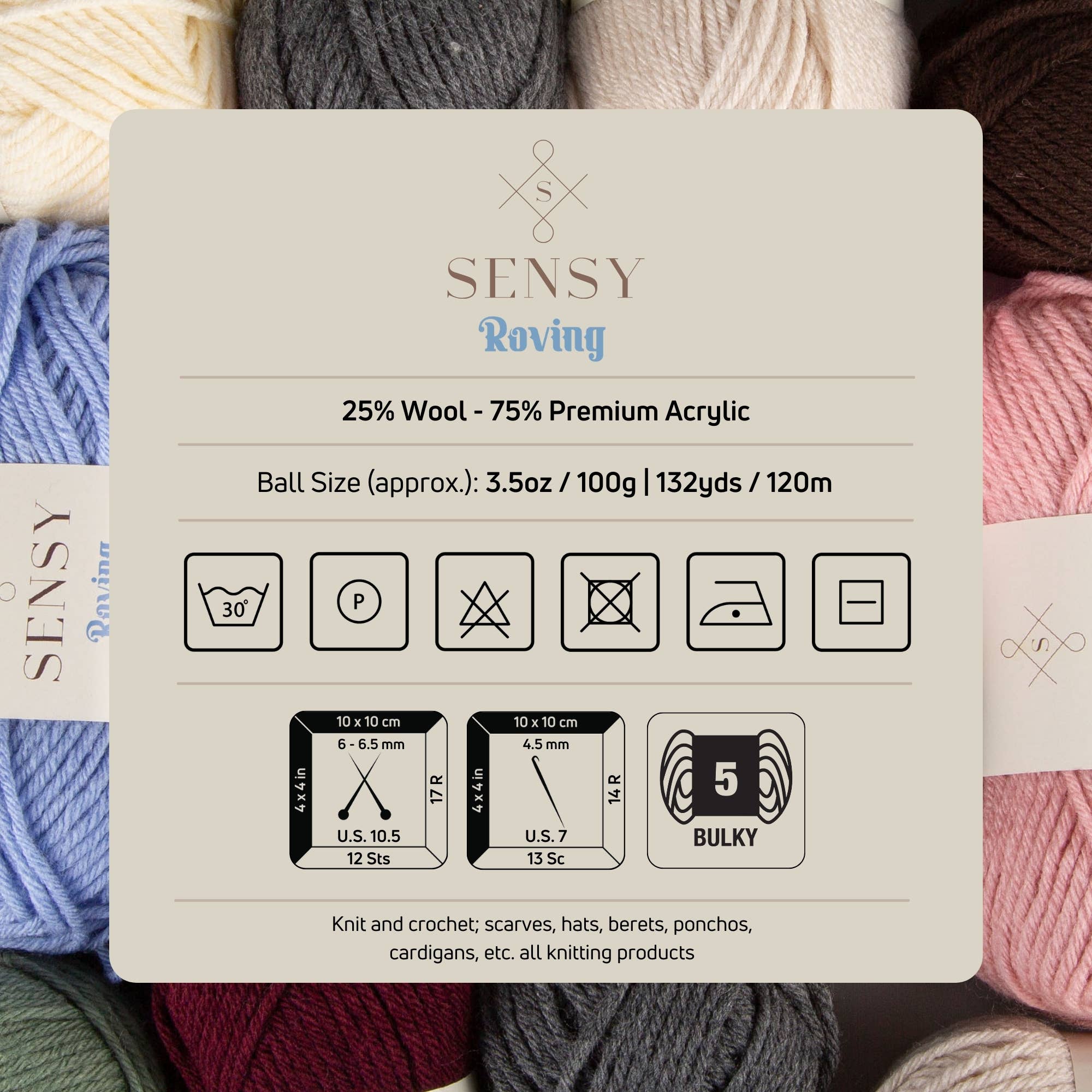 Sensy - Wholesale Yarn - Sensy Roving Yarn, 3.5 oz, 132 Yards, Gauge 5 Bulky3