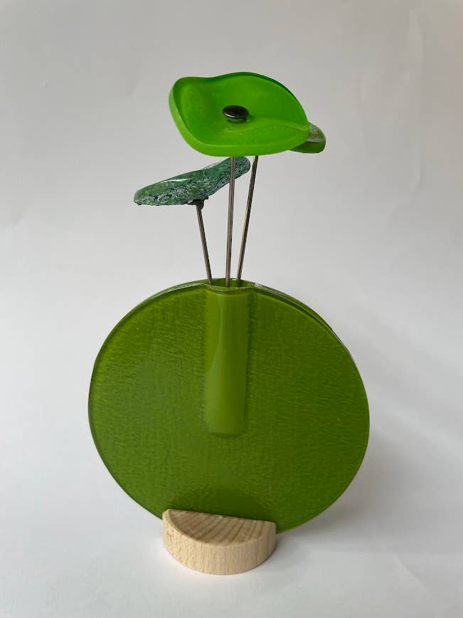 Ensemble de vases ronds, couleur vert pomme 13 cm pour la vente par CARNEOL GLASS