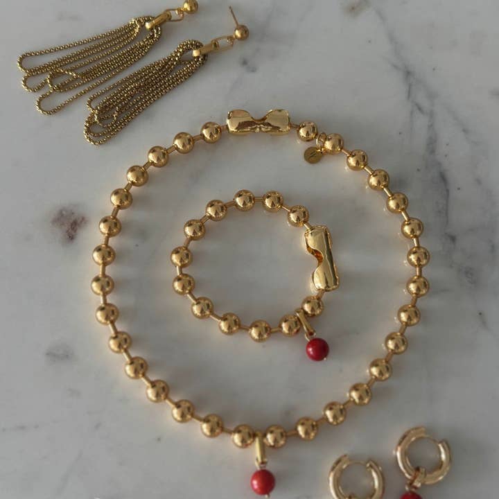 WILYMI Jewelry Co - Wholesale Charm/Dangle Bracelet - Coral & 18k Gold Plated + SS Sphere Sculptural Bracelet7