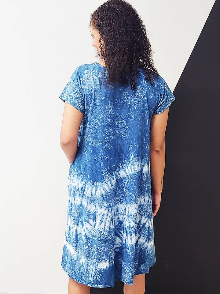 Zumi - Venta al por mayor Vestido - Mujer - Vestido azul anudado con bolsillos2