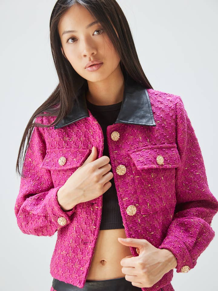 Tweedjacke mit Lederkragen für den Großhandel von ELLI WHITE