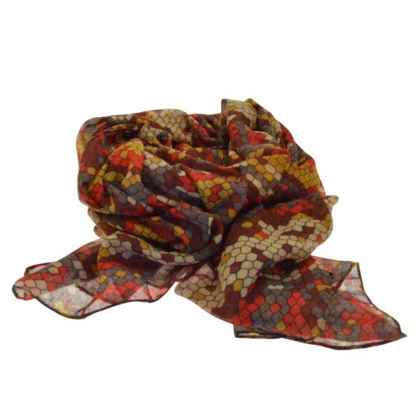 Bufanda en forma de panal roja y dorada para venta al por mayor de Miss Milly Limited