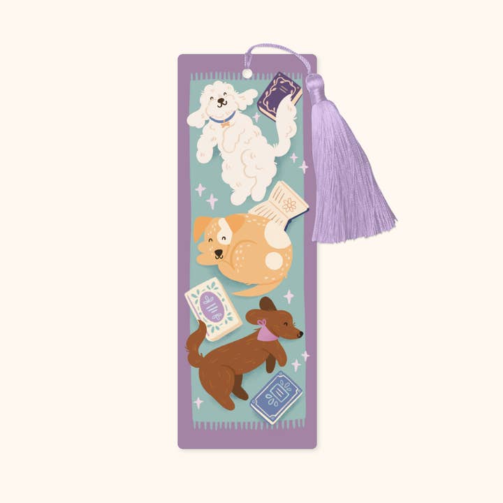 Cosy Dogs Bookmark with Tassel for wholesale by Hopscotch Paper Co.