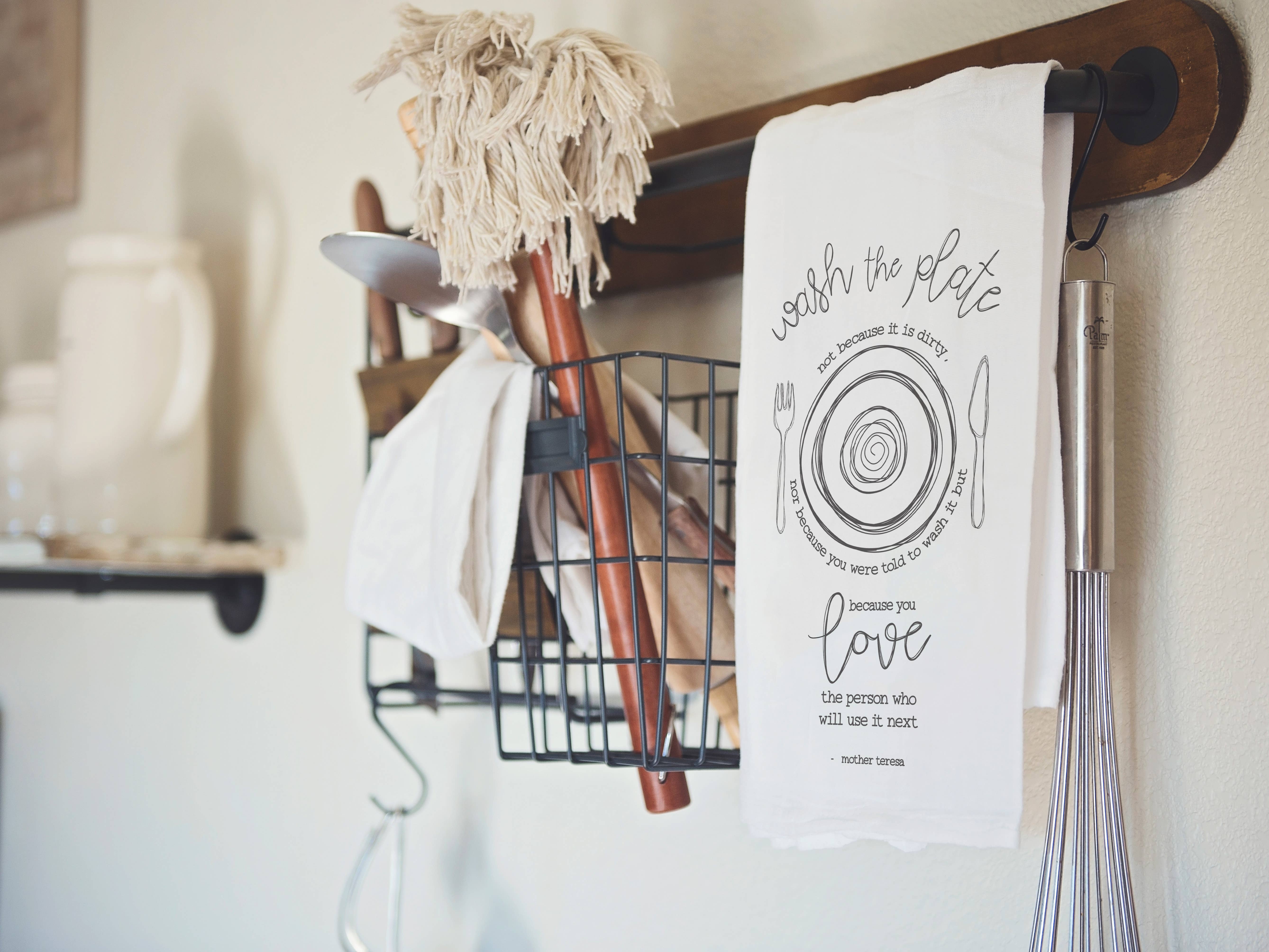 Firefly Wishes - Wholesale Tea Towel - Wash the Plate - Mother Teresa Quote- Catholic Kitchen Towel2