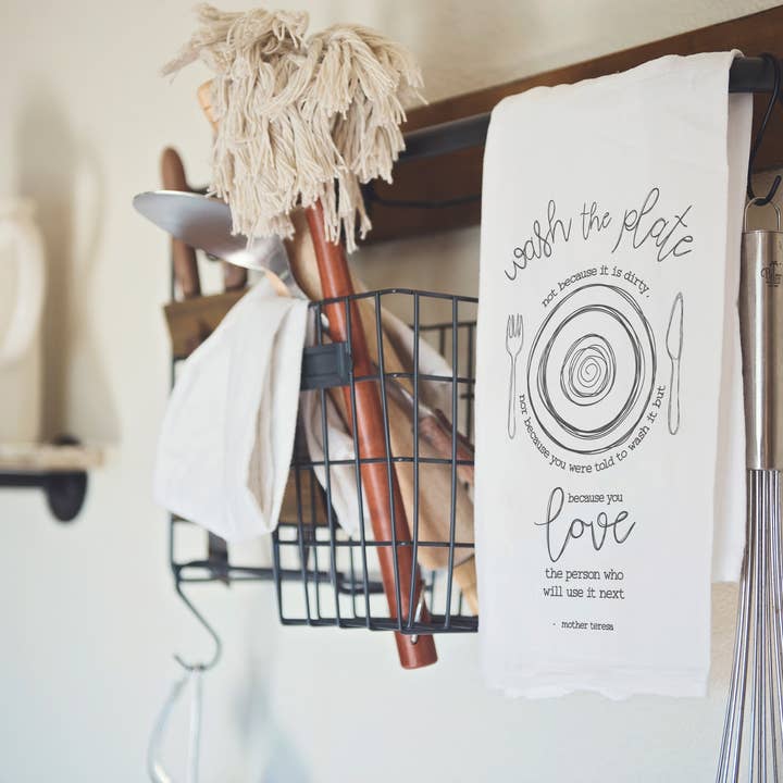 Firefly Wishes - Wholesale Tea Towel - Wash the Plate - Mother Teresa Quote- Catholic Kitchen Towel2