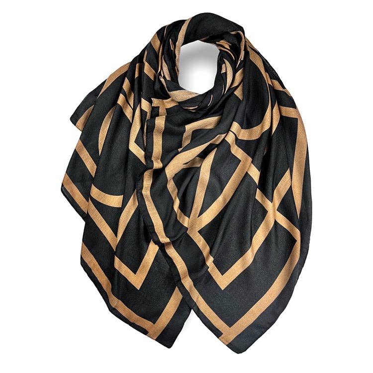 Lili Scarves (US Duty Free) – wholesale Scarf – Women's – Geometric Print Silk Touch Scarf0