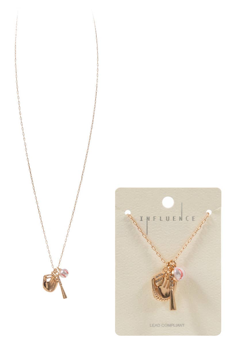 Designature New York - Vendita all'ingrosso Collana con ciondolo/pendaglio - Collana corta con pipistrello in perla a forma di palla sportiva1