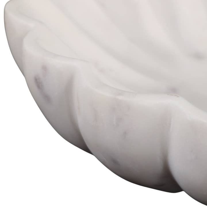 Sagebrook Home - Wholesale Decorative Plate/Dish/Bowl - Marble Round Veined Shell Shaped Bowl - White, 12 in.8