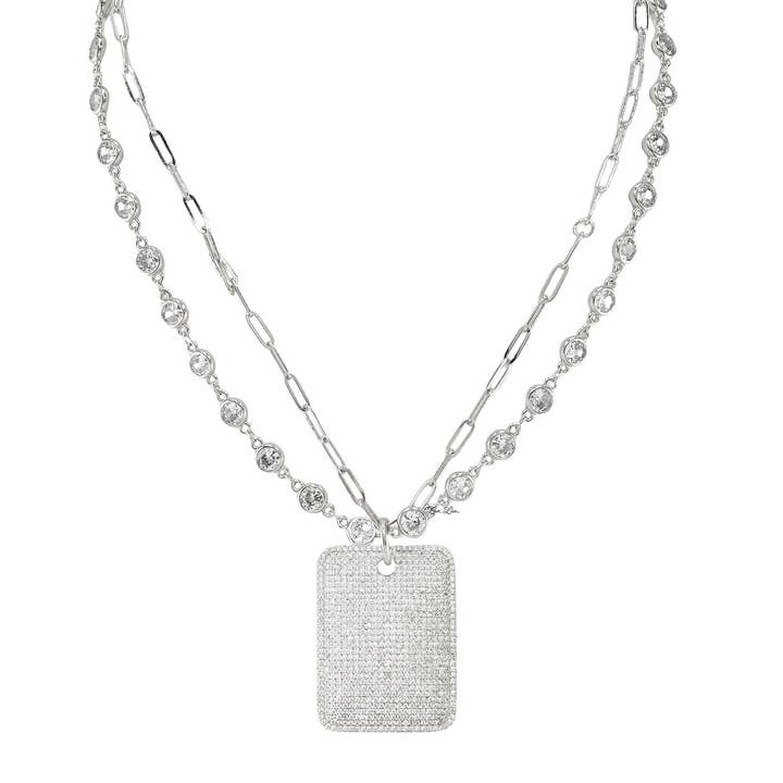 Gabby Diamond By The Yard Dog Tag Pendant Necklace for wholesale by Love, Lisa