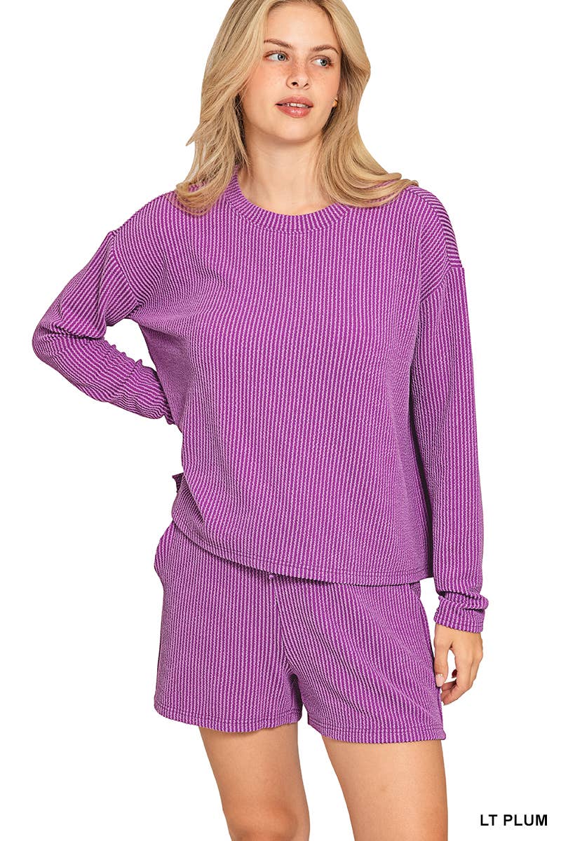 42POPS - Wholesale Lounge Set - Women's - Raised Rib Tee & Shorts 2PC Set 21