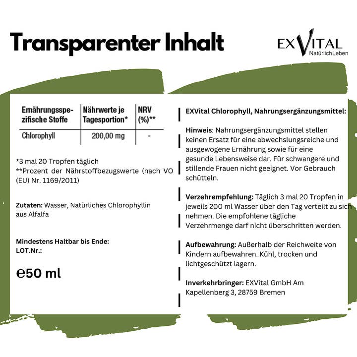 EXVital - Wholesale Oral Supplement/Vitamin - Liquid chlorophyll from alfalfa - high dose5