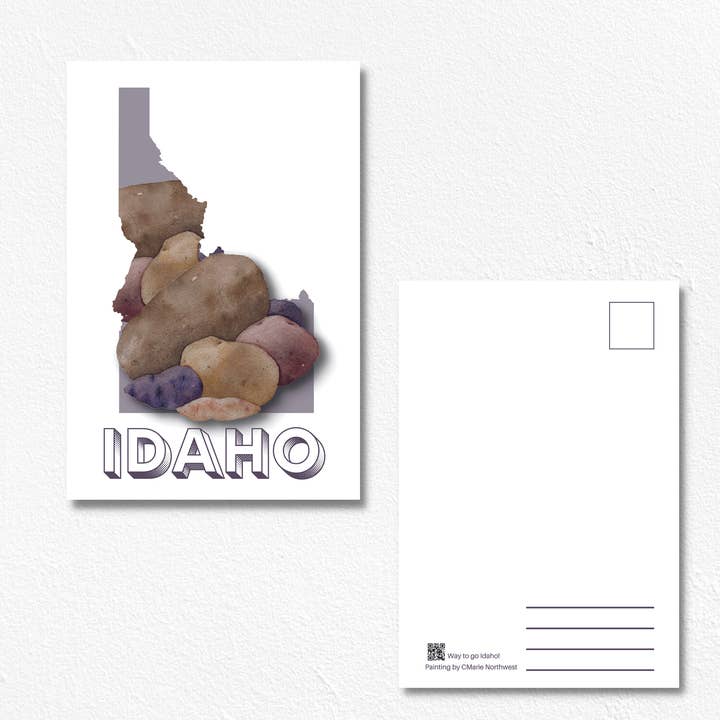 Batatas de Idaho - Cartão postal de culturas locais em aquarela por atacado de CMarie Northwest