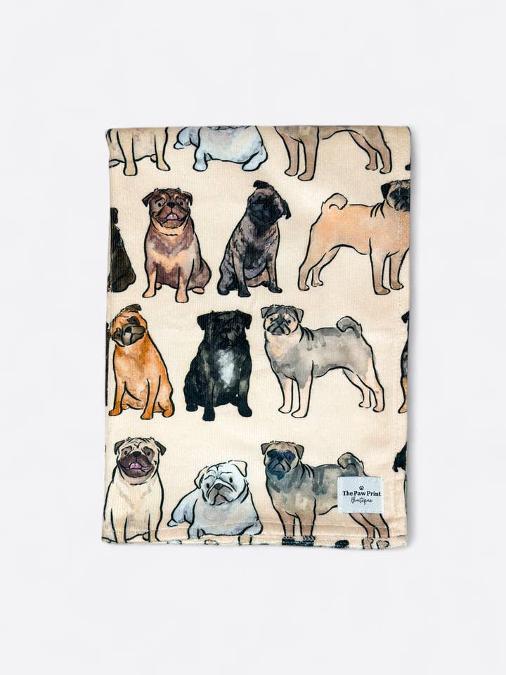 The Pug Dog Towel for wholesale by The Paw Print Boutique