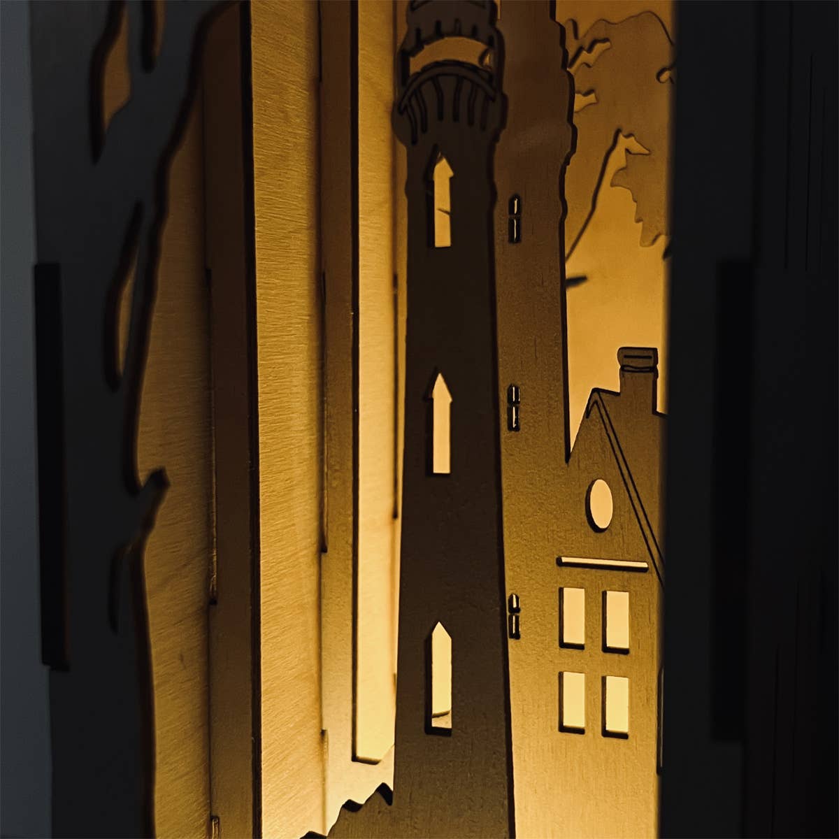 Squirrel Tacos Papercuts - Wholesale Bookend - Coastal Book Nook with LED light - Beach Lighthouse3