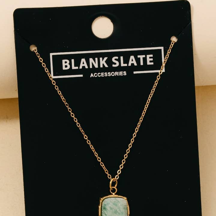 Stainless Steel Rectangle Stone Pendant Necklace for wholesale by Anarchy Street