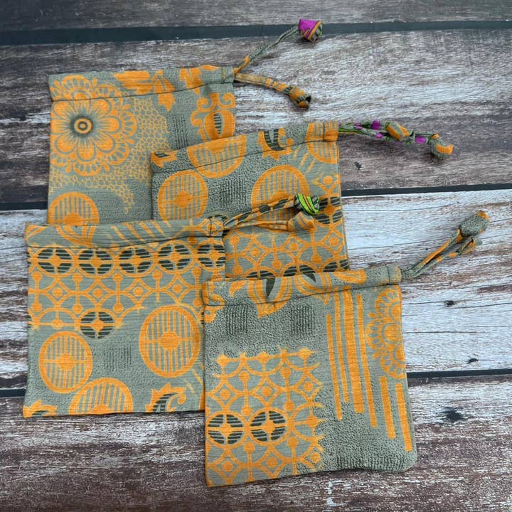 House of Kraft - Wholesale Gift Bag Set/Pack - Gift Pouches | Upcycled Silk Pouch | Pack Silk Gift Pouch58