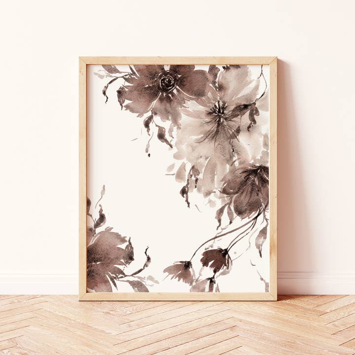 Minimal Organic Moody Floral Art Print No. 2 for wholesale by Paperbec Design Co.