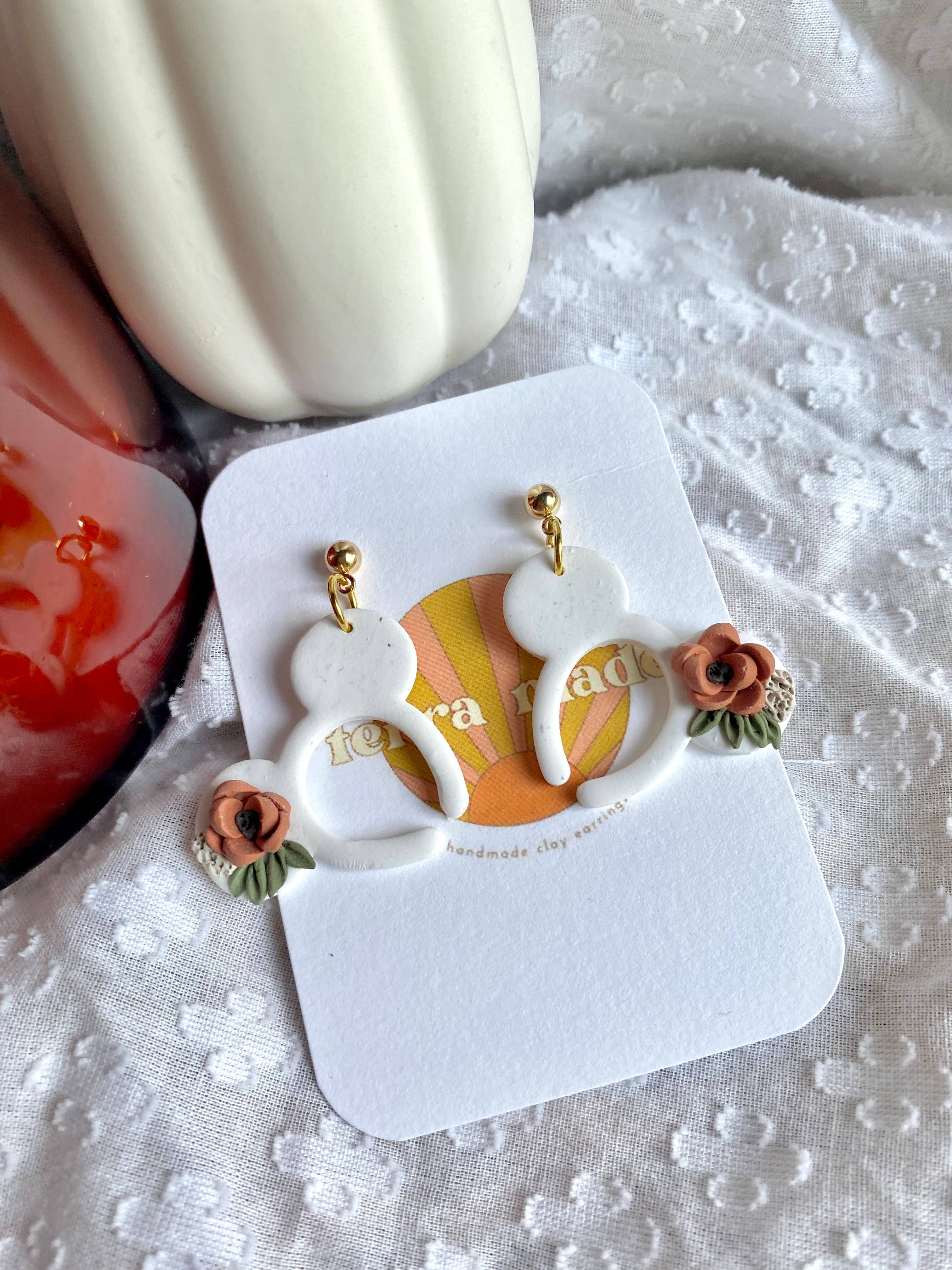 Terra Made - Wholesale Dangle Earrings - Fall floral Mickey ear dangle earrings