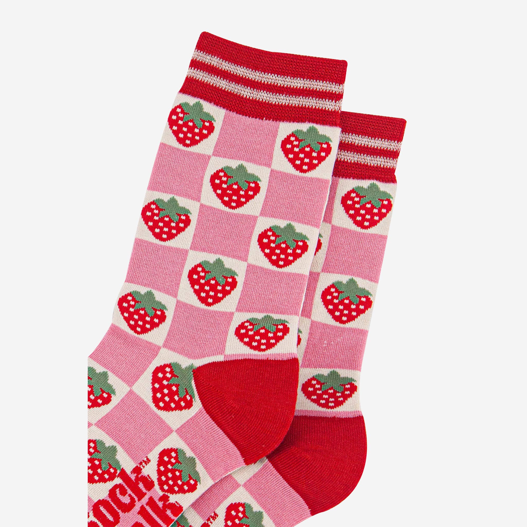 Sock Talk - Wholesale Socks - Women's - Women's Bamboo Socks - Pink/Red, Checked Strawberry2