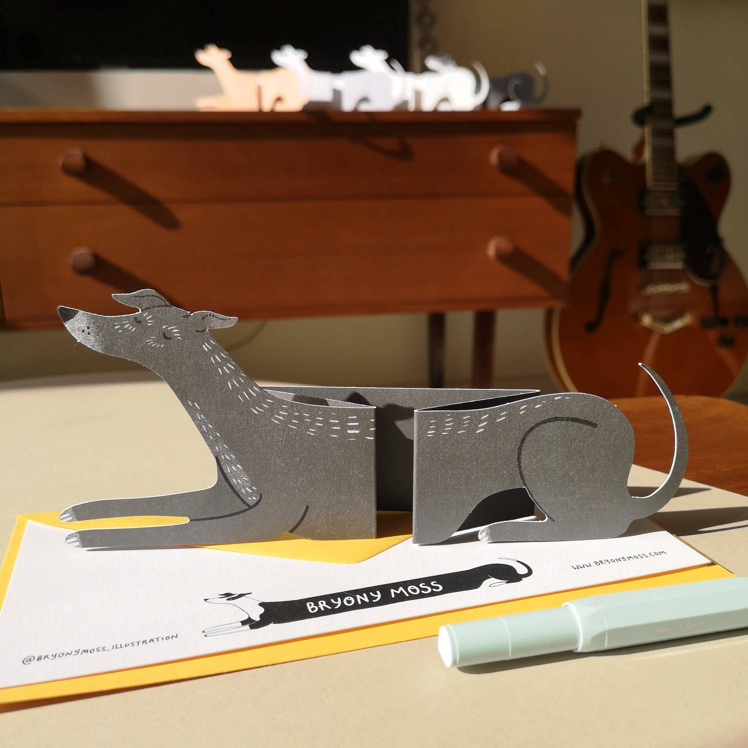 Bryony Moss Illustration – wholesale Everyday greeting card – Paddy, Long Doggo Shaped Extendable Card3