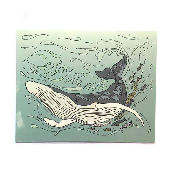 Enjoy The Ride Whale Print - 8x10 inches for wholesale by Wild Life Illustration Co.