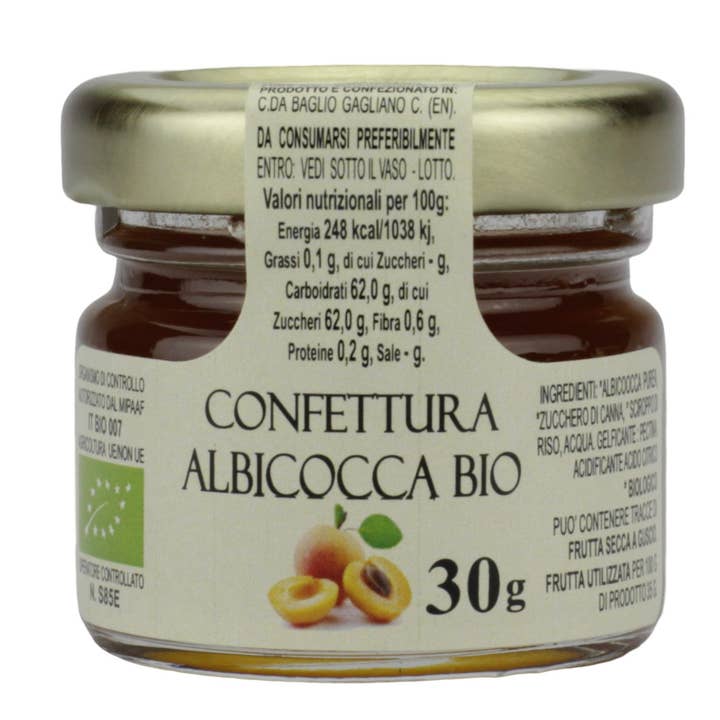 Organic apricot jam, 30 g for wholesale by Radici Rosse