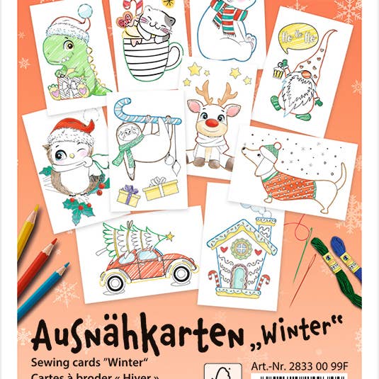 10 “Winter” sewing cards for wholesale by URSUS® / Buntpapierfabrik Ludwig Bähr GmbH & Co. KG
