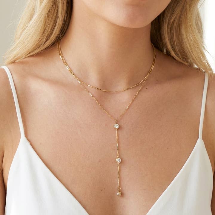 Or Collier Y double en acier inoxydable 224AQ25 en vente sur Faire0