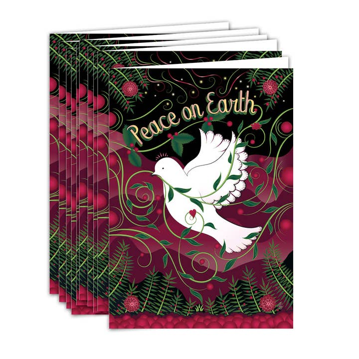 Holiday Cards on Bamboo Paper - Box of 6, Peace on Earth for wholesale by Bella Blue Designs