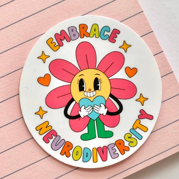 Autocollant floral Embrace Neurodiversity - Mental Health Accept pour la vente par Happyish Brand
