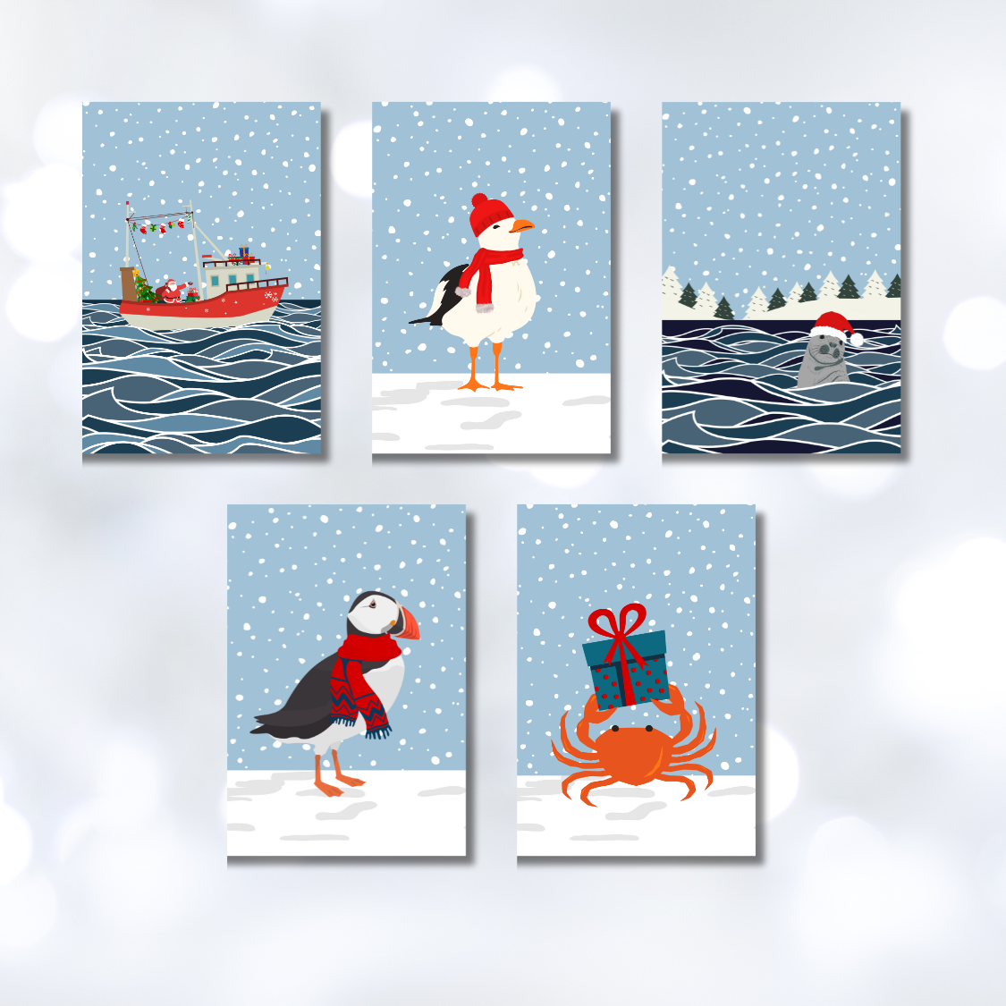 Waves & Wander - Wholesale Christmas Card - Coastal Christmas Cards 5 pack2