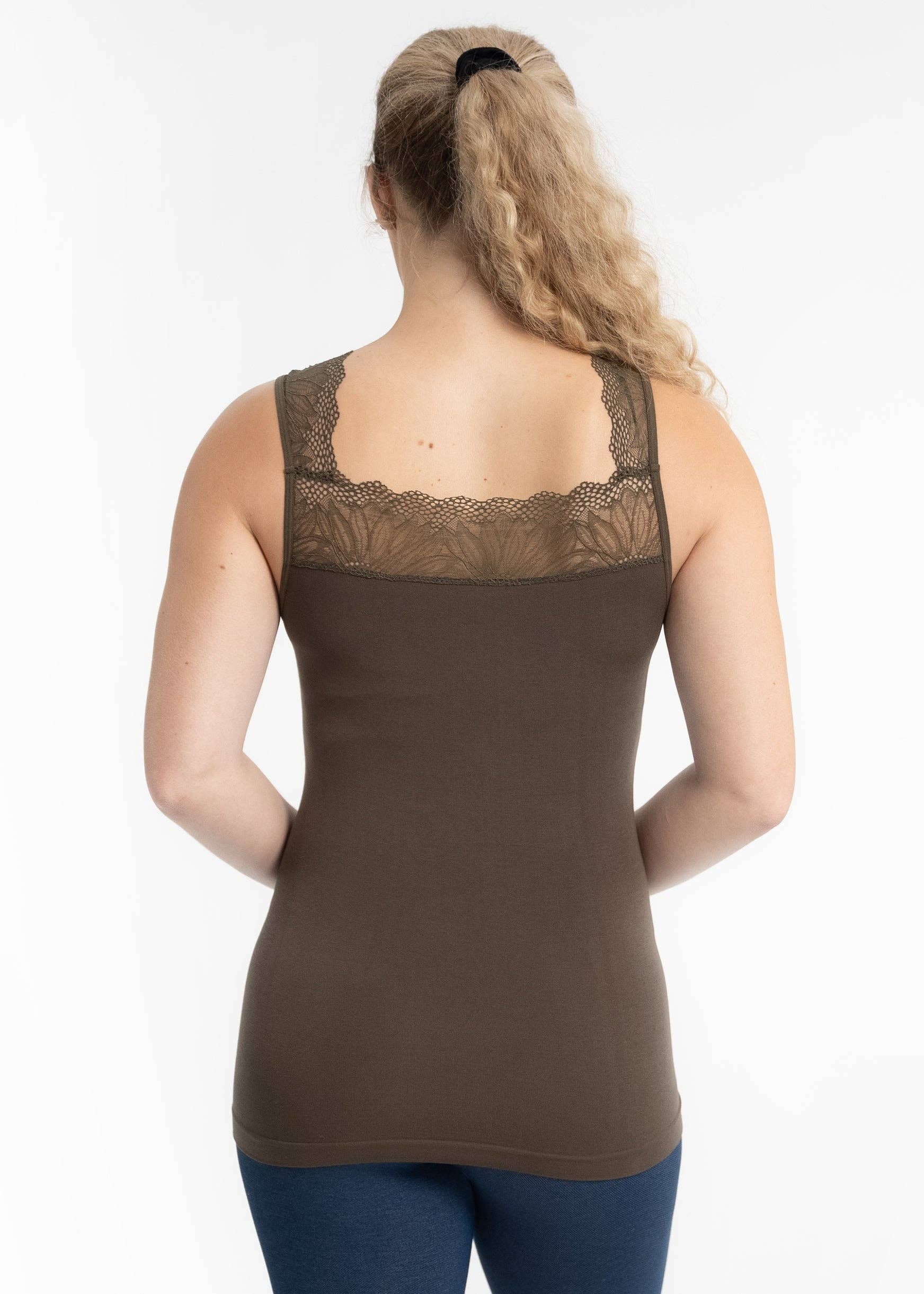 ELIETIAN - Vente Haut en maille – femme - Top réversible avec insert en dentelle47