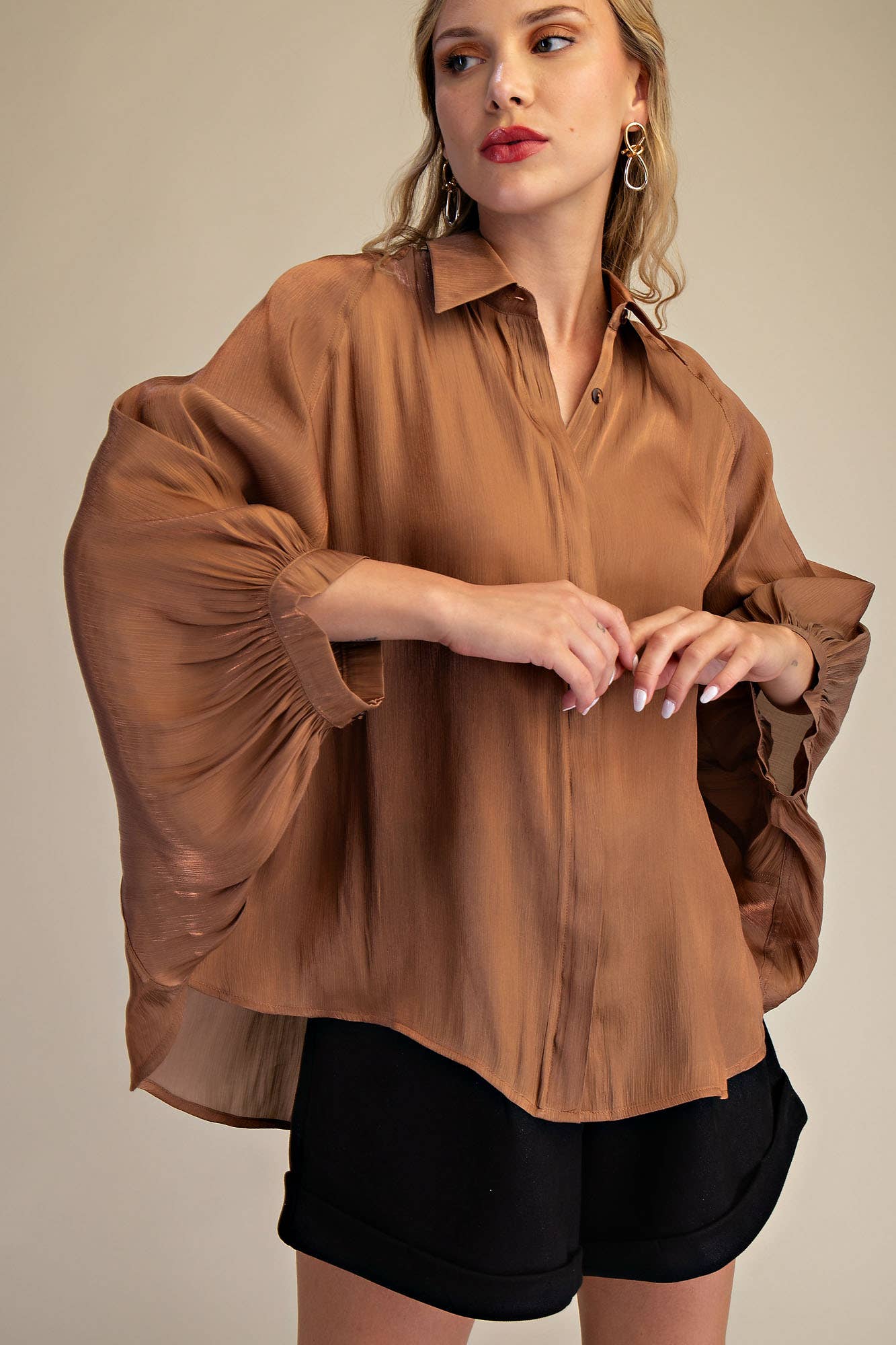 Glam - Wholesale Button Down Shirt - Women's - Button Front Shirt12