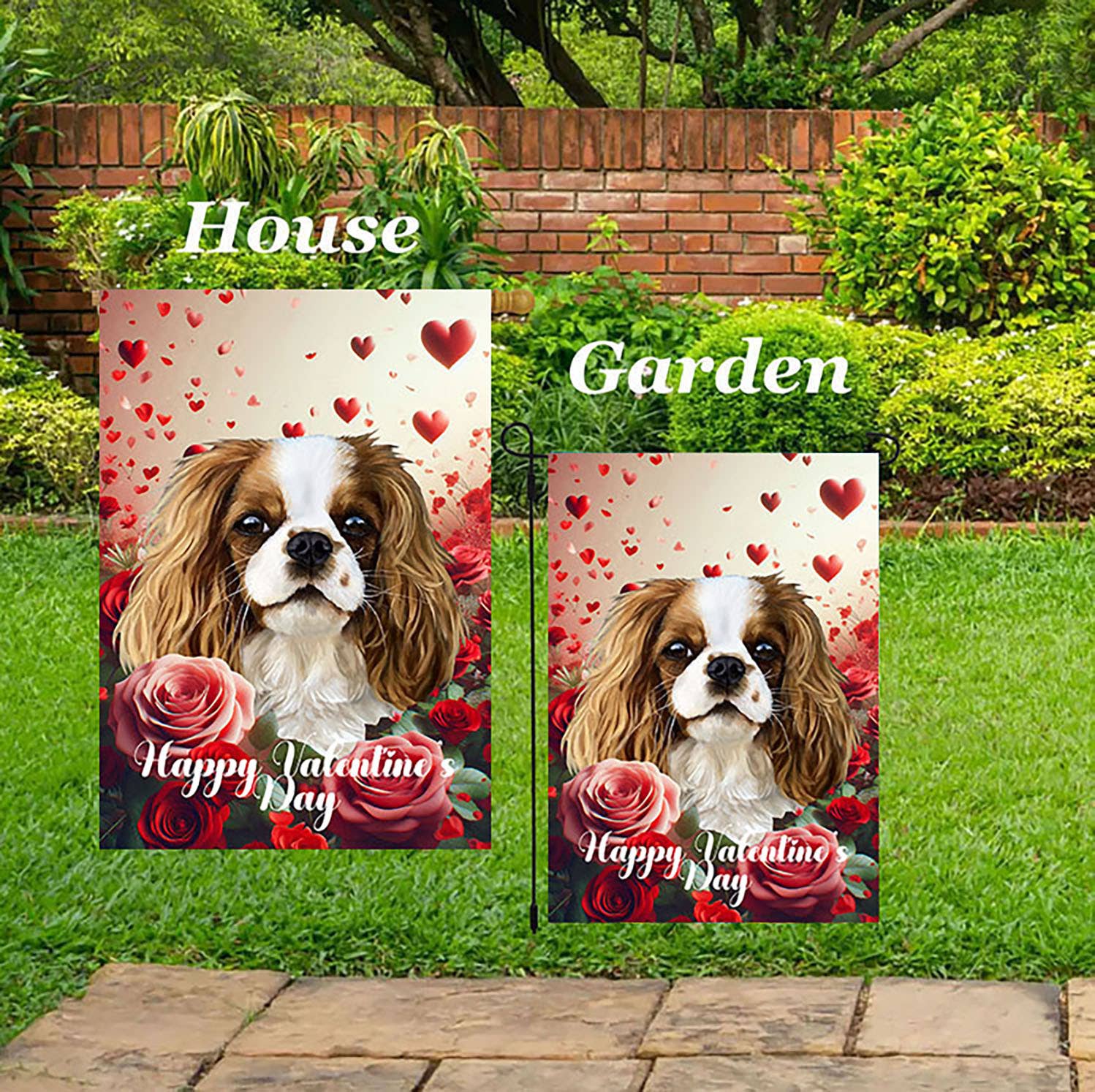 Best of Breed Products - Wholesale Flag - Cavie King Charles Blen - Valentine Garden Flag