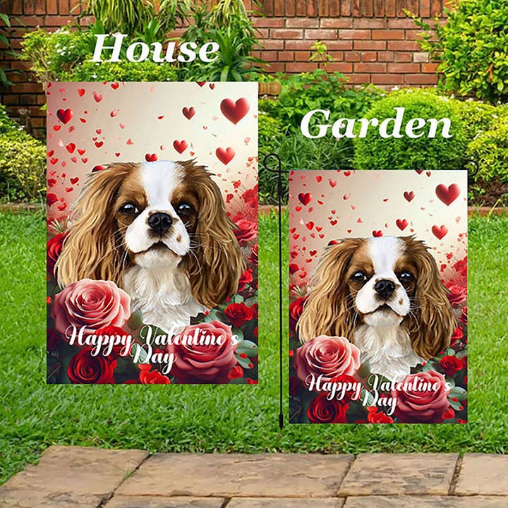 Best of Breed Products - Wholesale Flag - Cavie King Charles Blen - Valentine Garden Flag0