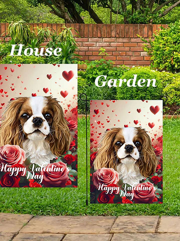 Cavie King Charles Blen - Drapeau de Jardin Valentine pour la vente par Best of Breed Products