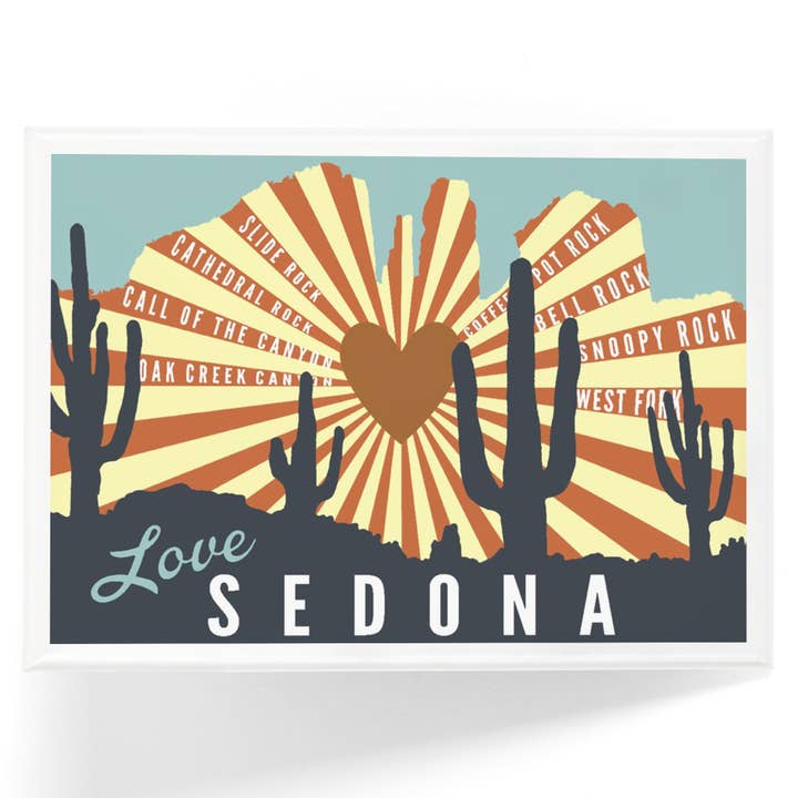MAGNET Sedona, Arizona, Cathedral Rock & Cactus for wholesale by Lantern Press