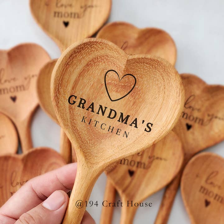 Grandma Kitchen Wooden Heart Spoon - Valentine Gifts for wholesale by 194 Craft House