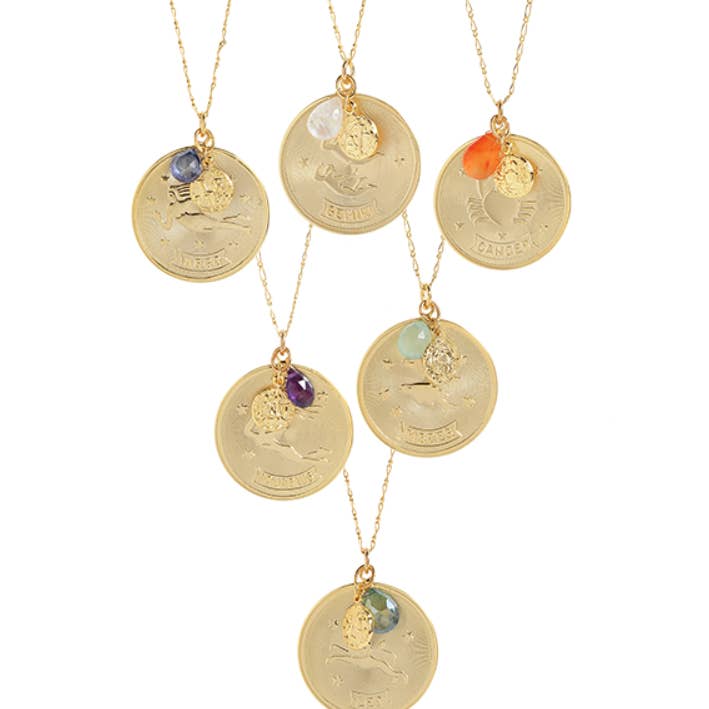 a.v. max - Wholesale Pendant/Charm Necklace - Zodiac Coin Necklace 36"