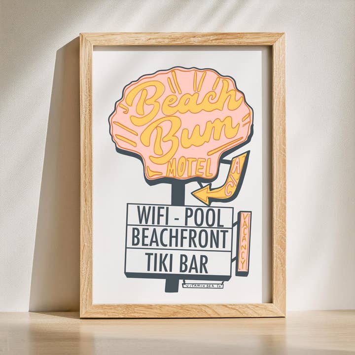 Beach Bum Motel Print for wholesale by Vitamin Sea Clothing