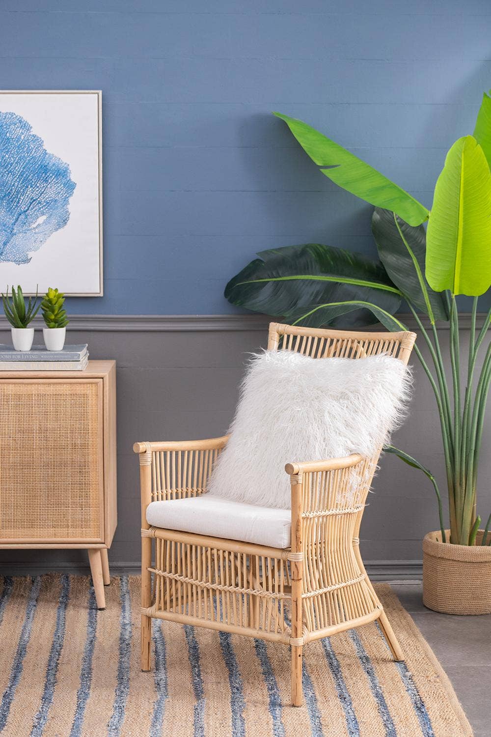 A&B Home Group Inc. – Engroshandel Stol – 23x23x37,5" Rattan Stol Høj Armlæn - Brun/Creme8