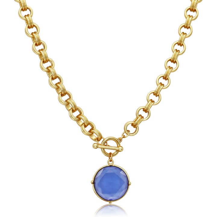 Cabochon Gem Pendant Necklace - 24K Gold Plated for wholesale by KARINE SULTAN