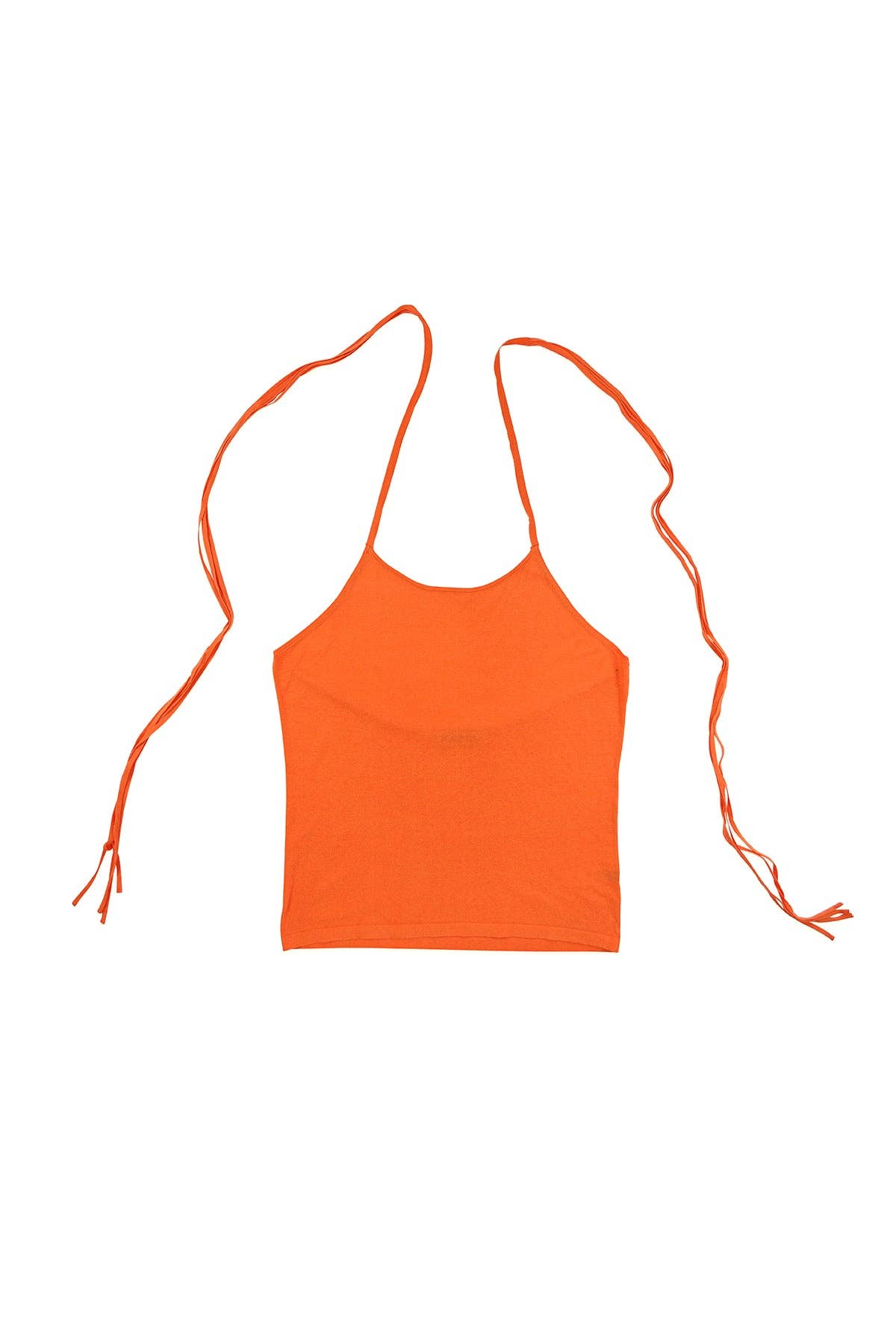 Orange Self-Tie Halter Knit Tank with Back Straps for wholesale on Faire3