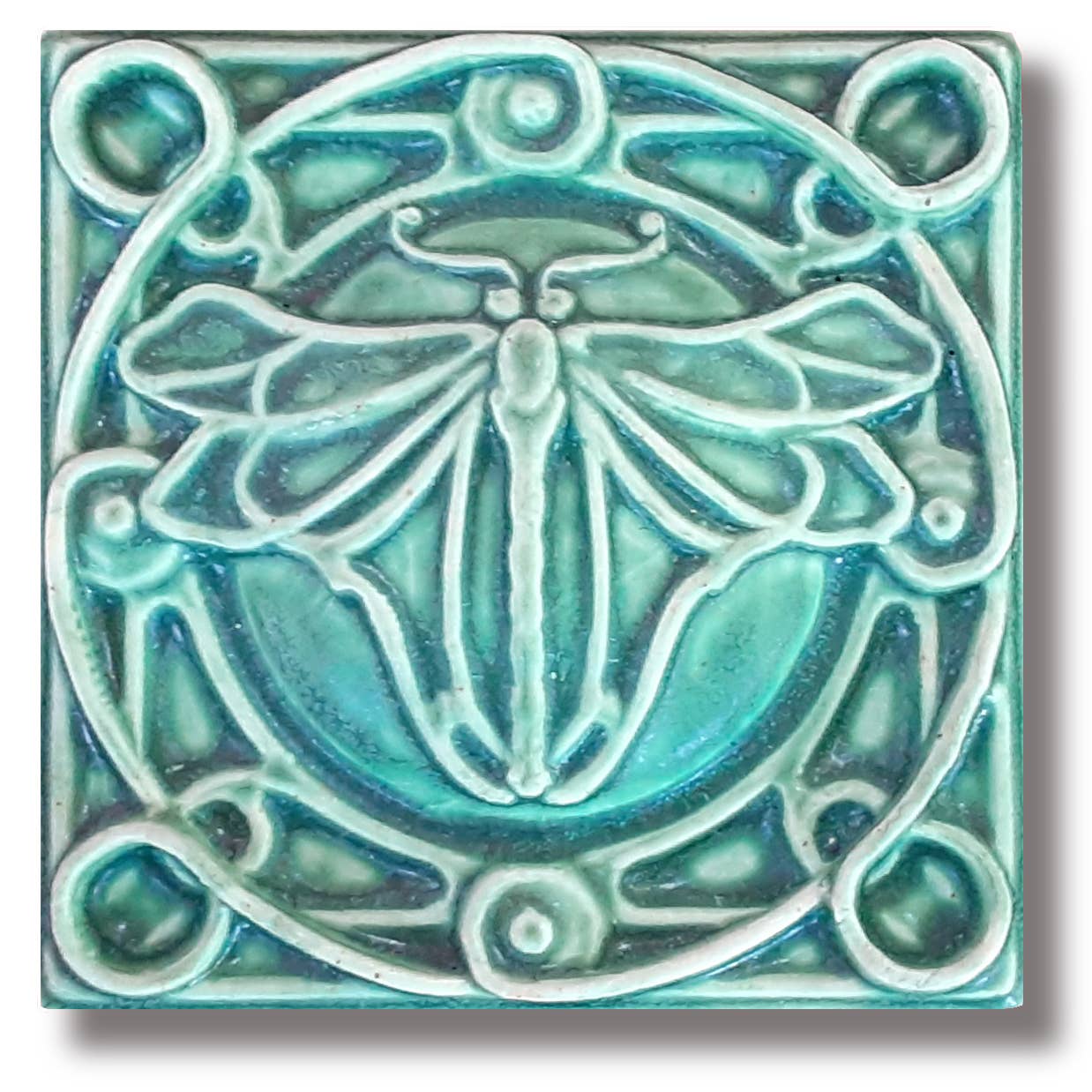 Whistling Frog Tile Inc. - Wholesale Wall Tile - Whimsical Nouveau Dragonfly Art Tiles - 4x4 Porcelain Decor0