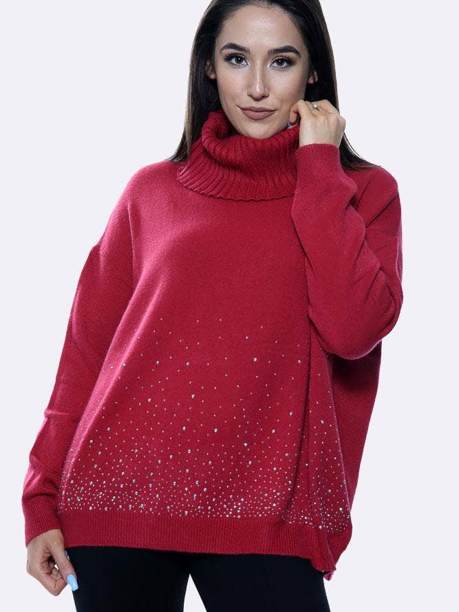 Diamante Hem Plain Ribbed Jumper for wholesale by Wholesale shopping