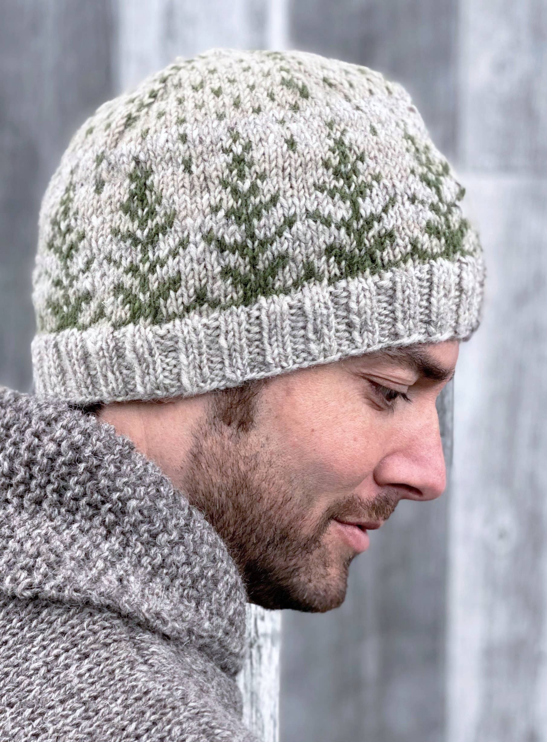 Lost Horizons Knitwear – Ships from USA - Wholesale Beanie - Men's - Fernie Beanie Hat with Snowy Tree Motif1