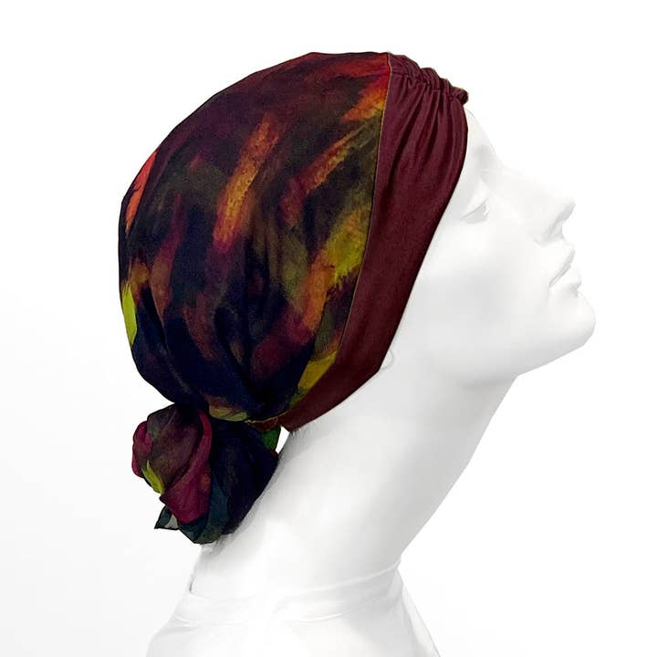 LuxCare Clothing - Wholesale Head Scarf - Women's - Fine Art Headscarf ~Wine2